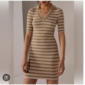 Favorite Daughter Stripe Polo Sweater Dress Large Collared Ribbed Preppy Y2K